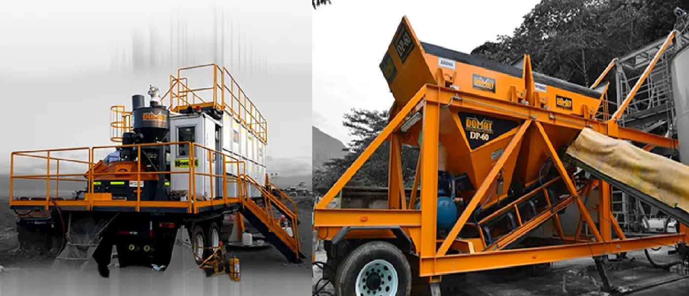 Mobile concrete batching plant operating on a large infrastructure project